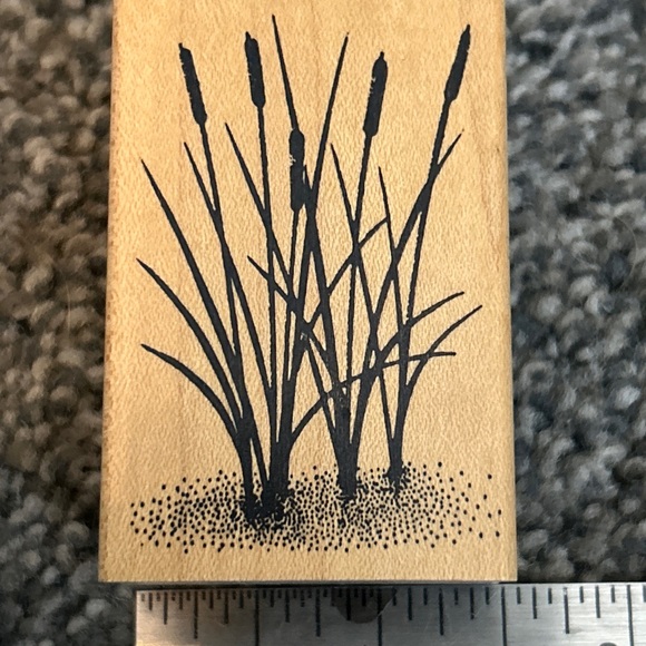 Stampscapes, cattails, B164, rubber, wood, mounted stamp - Picture 2 of 9